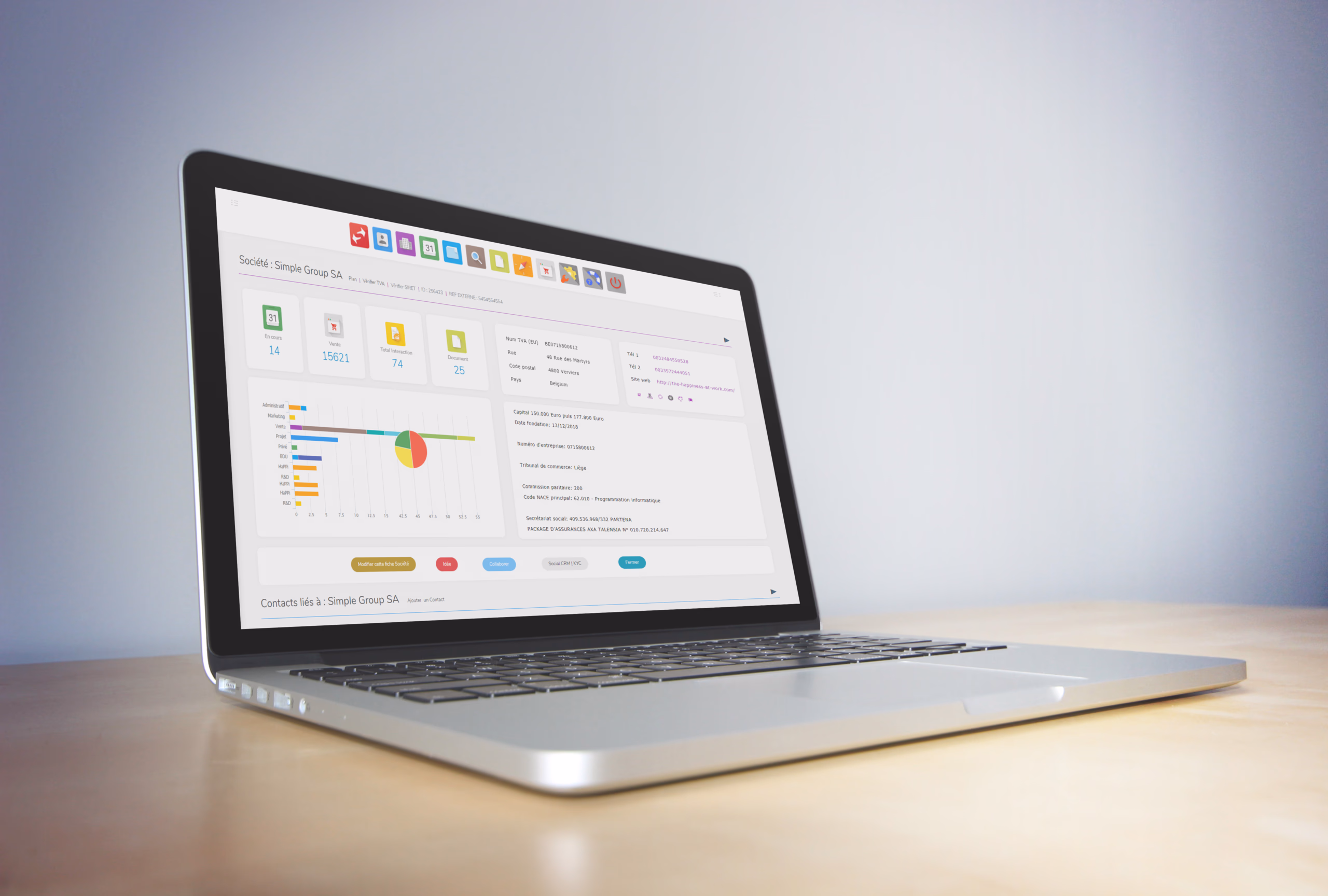 Simple CRM dashboard preview