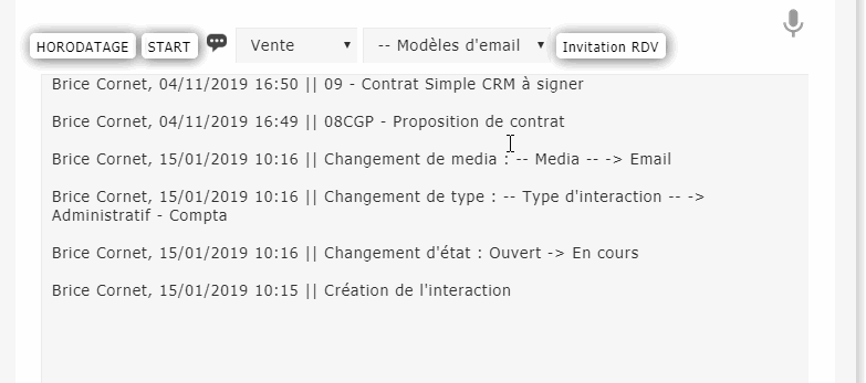 Rédaction automatique des e-mails Simple CRM.